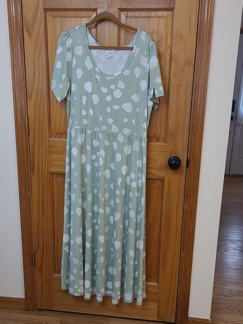 LuLaRoe Mint Green and White Scoop-Neck Maxi Dress